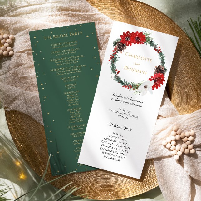 Simple Classic Christmas Modern Wedding Program (Creator Uploaded)