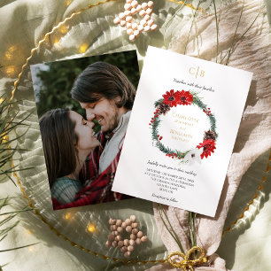 Simple Classic Christmas Monogram Photo Wedding Invitation