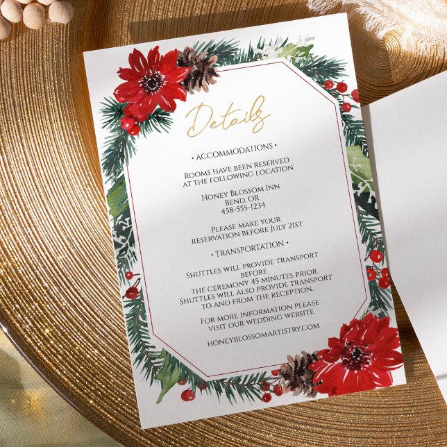 Simple Classic Christmas Wedding Details Enclosure Card (Creator Uploaded)
