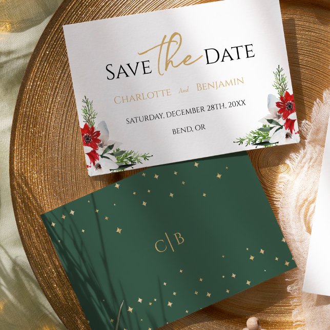 Simple Classic Christmas Wedding Flat Save The Date (Creator Uploaded)