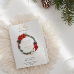 Simple Classic Christmas Wedding Folded Program<br><div class="desc">This simple classic Christmas wedding folded program features a clean, bright white backdrop with simple, minimalist black and gold lettering and handwritten calligraphy accents. Embellishments of beautiful and classic green and red Christmas wreaths with delicate gold features create a perfect winter holiday aesthetic while maintaining a polished elegance for your...</div>
