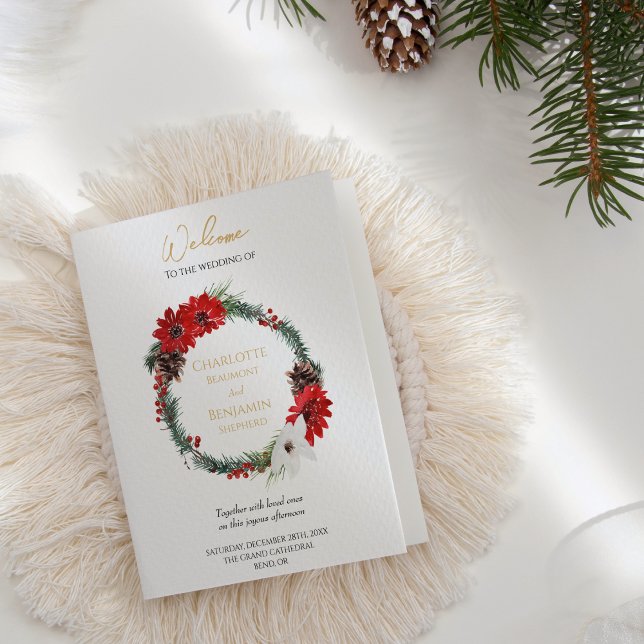 Simple Classic Christmas Wedding Folded Program (Creator Uploaded)