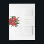 Simple Classic Christmas White Wedding Invitation Belly Band<br><div class="desc">This simple classic Christmas white wedding invitation belly band features a clean, bright white backdrop with simple, minimalist black and gold lettering and handwritten calligraphy accents. Embellishments of beautiful and classic green and red Christmas wreaths with delicate gold features create a perfect winter holiday aesthetic while maintaining a polished elegance...</div>