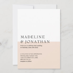 Simple Classic Colour Block Champagne Wedding Invitation