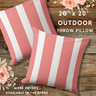 Simple Classic Coral And White Striped Cushion
