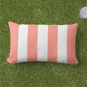 Simple Classic Coral Cabana Stripes Lumbar Cushion