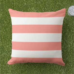 Simple Classic Coral Horizontal Stripes Cushion