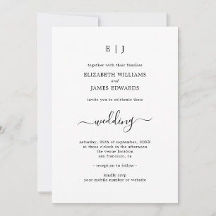 Simple Classic Couple Monogram All In One Wedding  Invitation