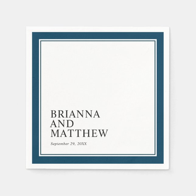 Simple Classic Double Frame in Navy Blue Napkin (Front)