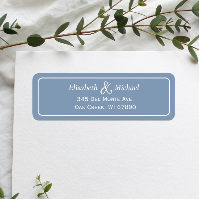 Simple Classic Dusty Blue Wedding Return Address Label (Personalize the label to match your unique wedding style leaving a lasting impression on your guests)