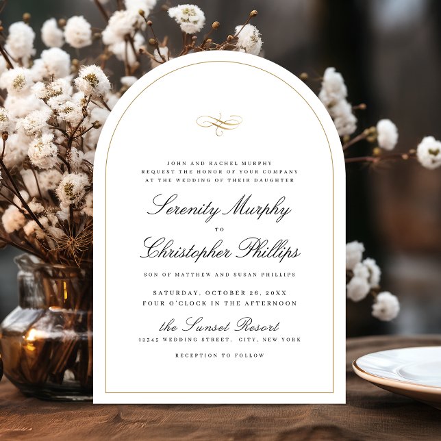 Simple Classic Elegance Script Arch Wedding Invitation (Simple Classic Elegance Script Arch Wedding Invitation)