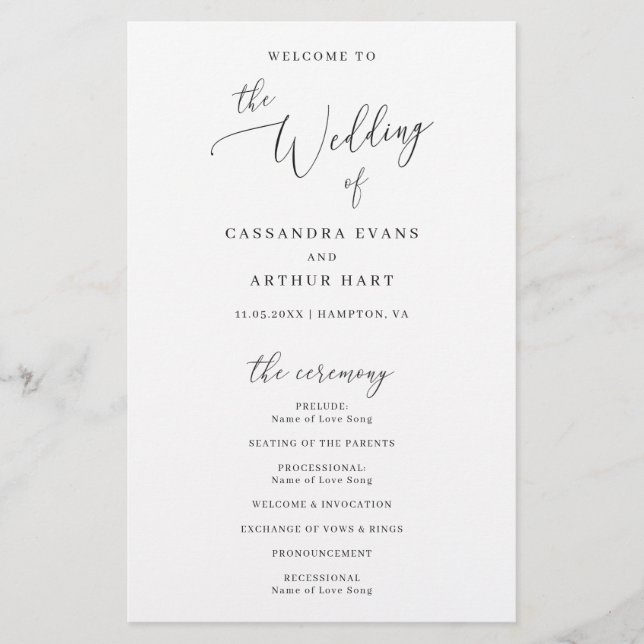 Simple Classic Elegant Budget Wedding Program Flyer (Front)