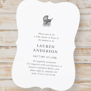 Simple Classic Elegant Chic Buggy Baby Shower Invitation
