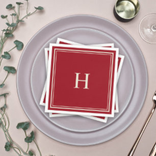 Simple Classic Elegant Cranberry Red with Monogram Napkin