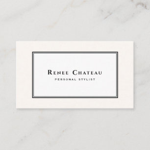 Simple Classic Elegant Cream White Professional Business Card