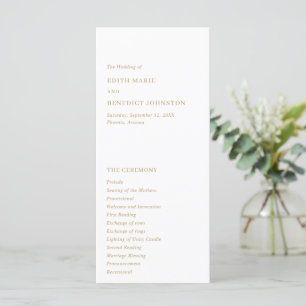 Simple Classic Elegant Gold Modern Wedding Program