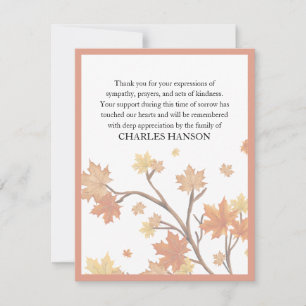 Simple Classic Elegant Grief Fall Autmun Memorial Card