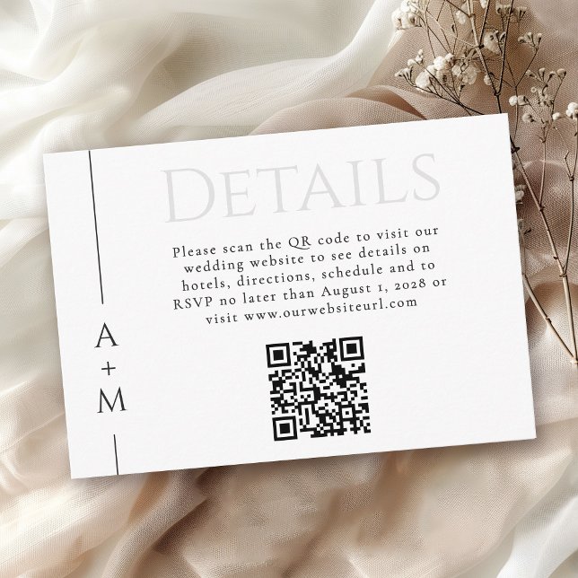 Simple Classic Elegant Monogram Details QR code Enclosure Card (Creator Uploaded)