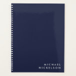 Simple Classic Elegant | Name on Dark Navy Blue Planner<br><div class="desc">This elegant,  professional planner features your name in a white classic font at the bottom right corner,  on a dark navy blue background.</div>