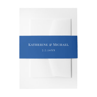 Simple Classic Elegant Navy Blue Wedding Invitation Belly Band