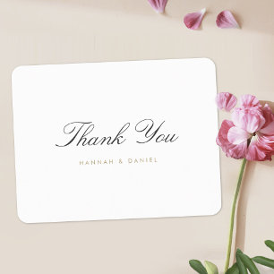 Simple Classic Elegant Script Gold Wedding Thank You Card