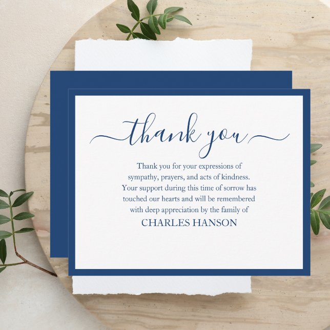 Simple Classic Elegant Script Memorial Bereavement Card (Creator Uploaded)