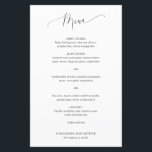 Simple Classic Elegant Wedding Menu<br><div class="desc">Classic white wedding menu with the header in a delicate script.   A simple layout without any graphics makes this an elegant and timeless design,  perfect for a formal wedding.  These cheap wedding menus are printed on sheets of paper for a budget friendly option.</div>