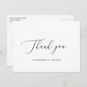 Simple Classic Elegant Wedding Thank You Postcard