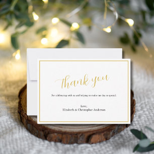 Simple Classic Gold Black Wedding Thank you card