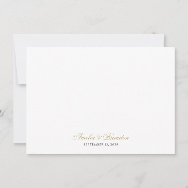 Simple Classic Gold Calligraphy Script Thank You Card (Front)