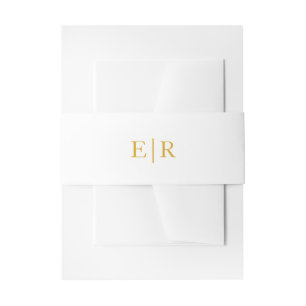 Simple Classic Gold Monogram Elegant Wedding Invitation Belly Band