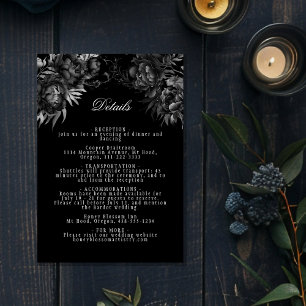 Simple Classic Gothic Black Wedding Details Enclosure Card