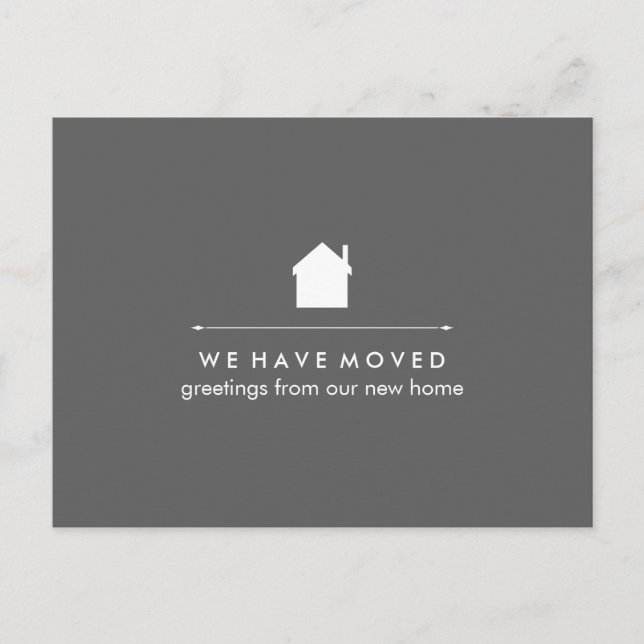 Simple Classic Grey and White House New Address Announcement Postcard (Front)