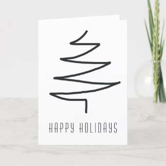 Simple Classic Hand Drawn Abstract Christmas Tree  Holiday Card