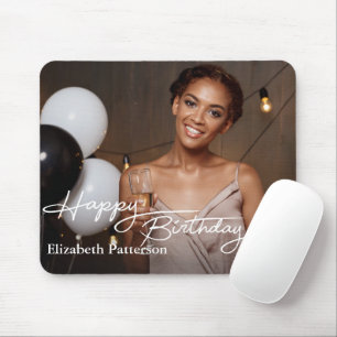 Simple Classic Happy Birthday Photo Mouse Pad
