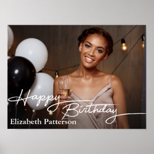 Simple Classic Happy Birthday Photo Poster