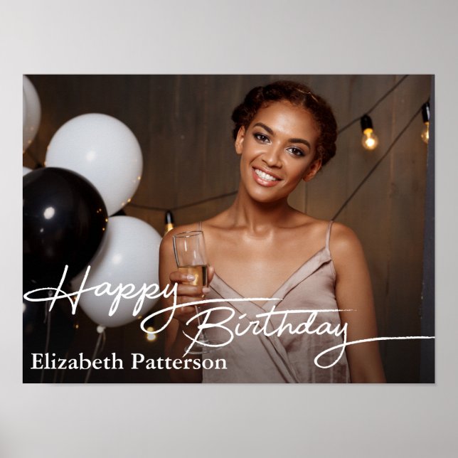 Simple Classic Happy Birthday Photo Poster (Front)