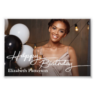 Simple Classic Happy Birthday Photo Print