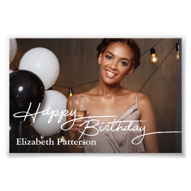 Simple Classic Happy Birthday Photo Print (Front)