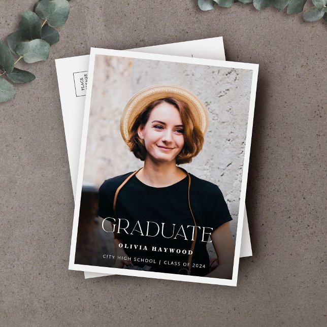 Simple Classic High School Graduation Announcement Postcard (Creator Uploaded)