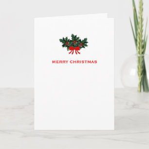 Simple Classic Holly Berry Christmas Personalised Holiday Card
