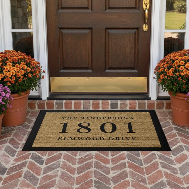 Simple Classic House Number & Address Personalised Doormat (Creator Uploaded)