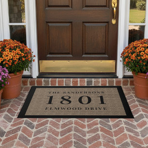 Simple Classic House Number & Address Personalised Doormat