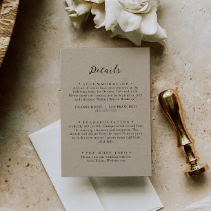 Simple Classic Kraft Wedding Details  Enclosure Card