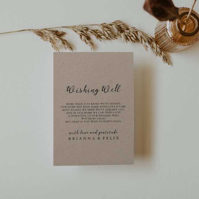 Simple Classic Kraft Wedding Wishing Well Enclosure Card (Creator Uploaded)