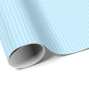 Simple Classic Light Blue and White Stripes Wrapping Paper
