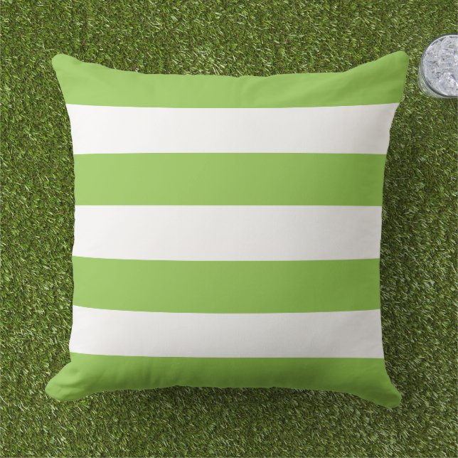 Simple Classic Lime Green Horizontal Stripes Cushion (Grass)