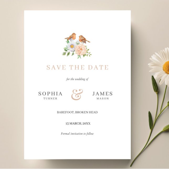 Simple classic love birds save the date invitation (Creator Uploaded)