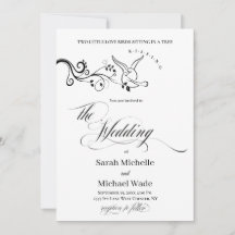 Simple Classic love birds Wedding Invitation