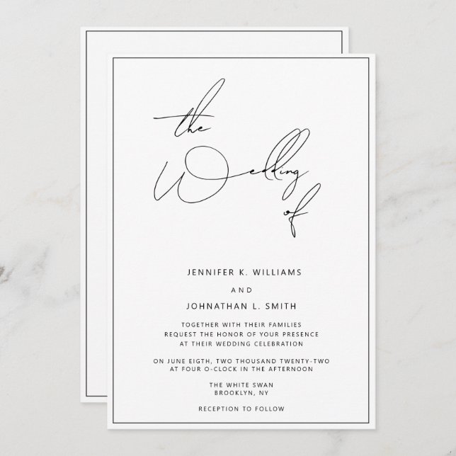 Simple Classic Minimalist Wedding Invitation (Front/Back)